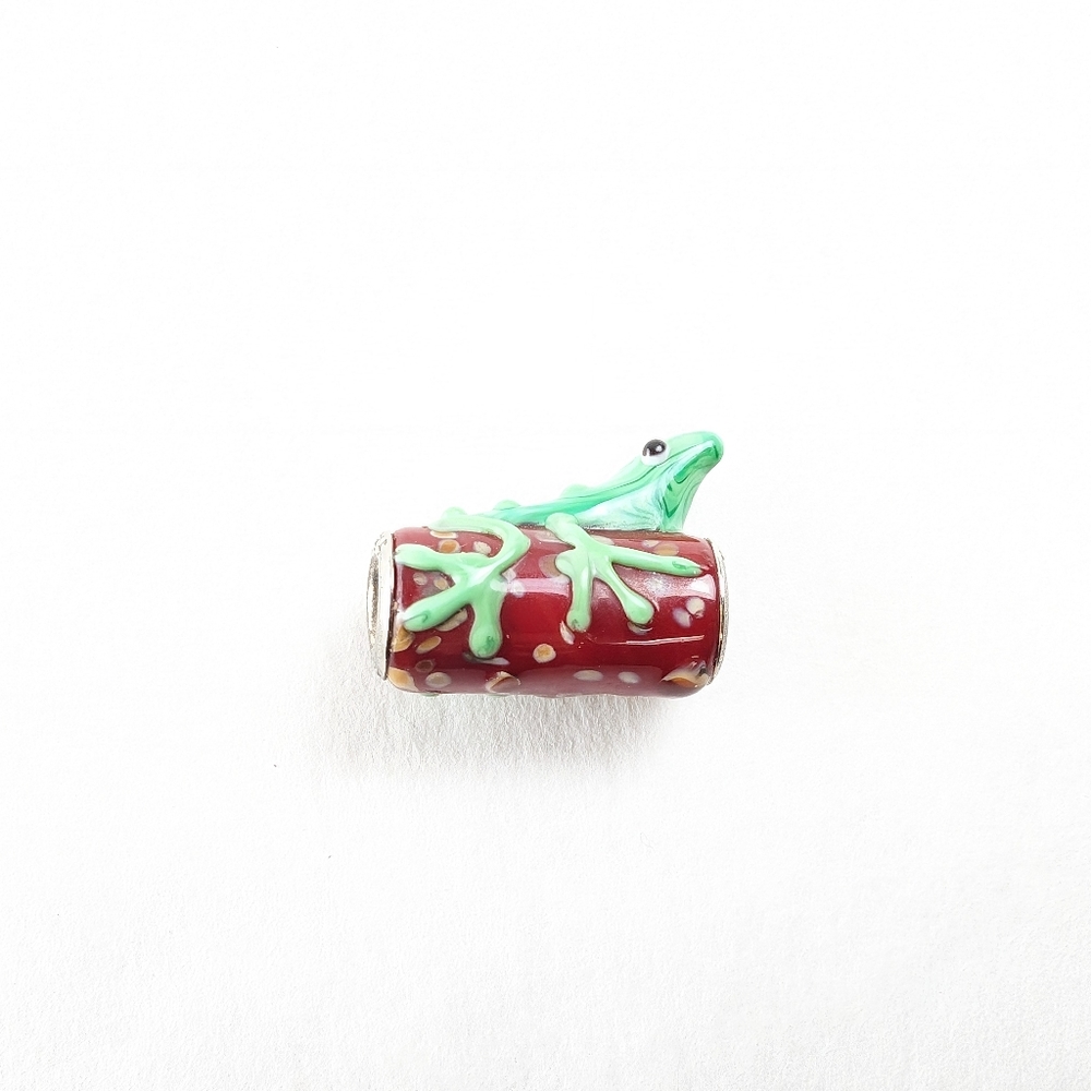 Vintage Sterling Silver Glass Tree Frog Bracelet Charm